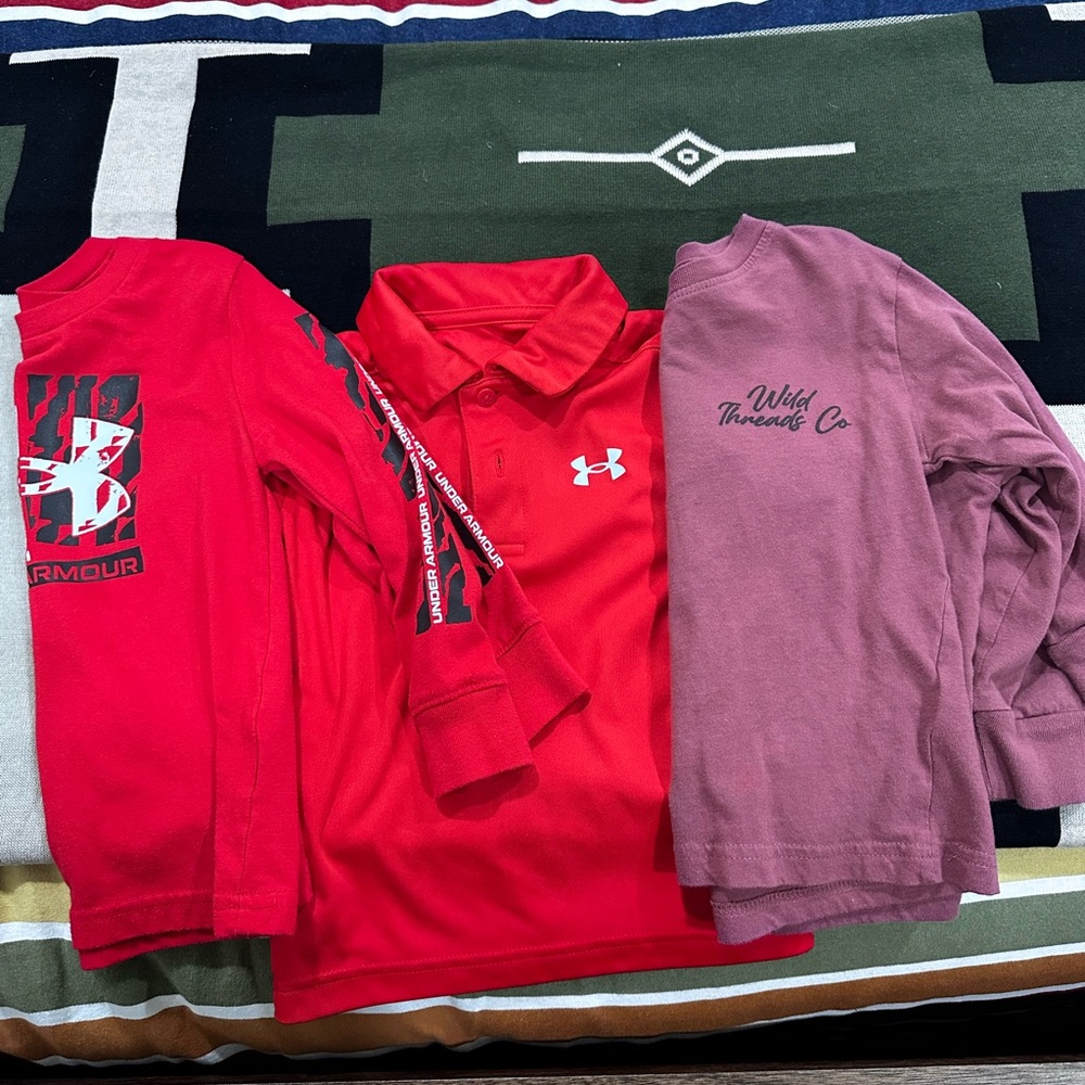Little Bipsy Red & Mauve Kids Long Sleeve Tees bundle of 4 items